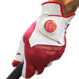 Copper Tech Men's Golf Gloves - Optimal Wrist Support with Copper Infused Thread - 100% AAA Synthetic Tacky Leather - Perfect for Summer & Fall Golfing - Golf Gloves Men (Hand Orientation: Both Hand)