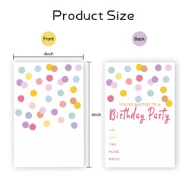 Joyvistalen 20-Pack 4x6 Inch Party Invitations – Double-Sided Design with Self-Adhesive Envelopes，Perfect for birthdays, graduations parties