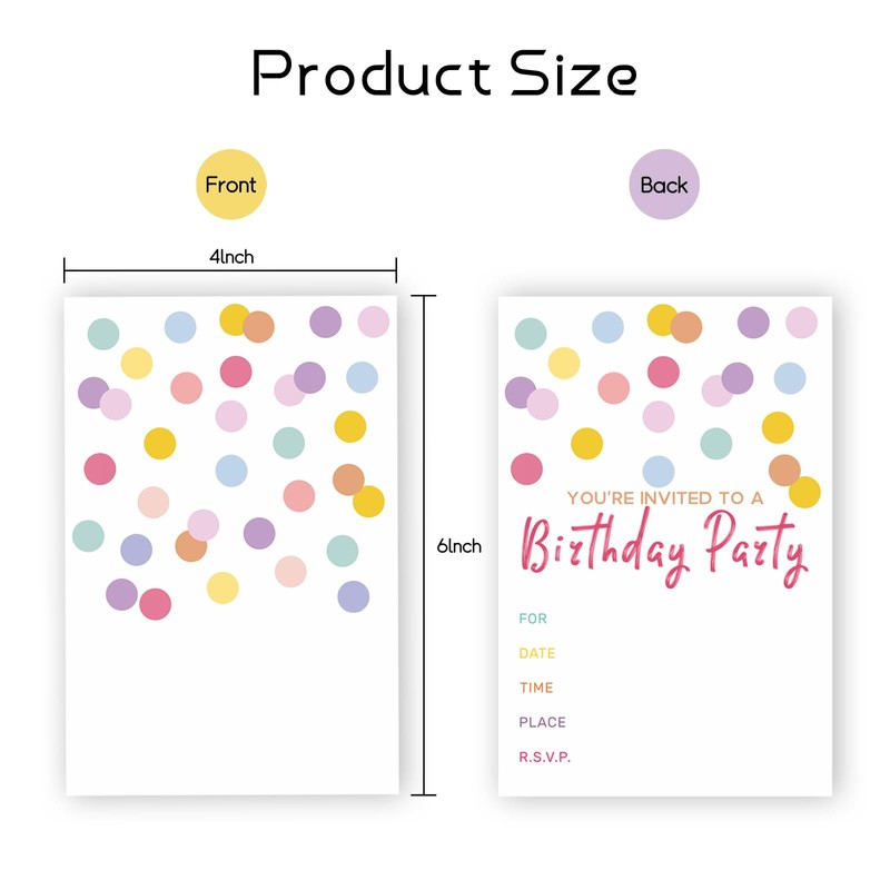 Joyvistalen 20-Pack 4x6 Inch Party Invitations – Double-Sided Design with