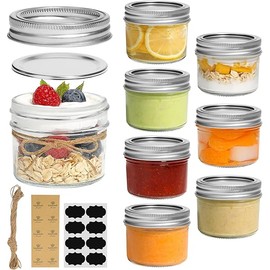 ComSaf Mini Mason Jars 4oz - 8 Pack, Regular Mouth Mason Jar with Lids and Seal Bands, Small Glass Canning Jar for Spice, Jam, Honey, Jelly, Dessert, Shower Wedding Favors, DIY Candles Decor