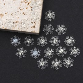 Christmas Snowflake Nail Art Charms -50Pcs Xmas Nail Rhinestones Nail Decoration Mix White Gold Snow Nail Gems Nail Jewelry for Women Girls