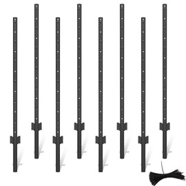 LYDTICK 10Pack Fence Posts 4Ft in Bulk, Metal Fence Stakes Black Fencing Pole Heavy Duty T Post for Garden Wire Fencing