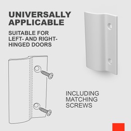 LouMaxx Balcony Door Handle Exterior - Robust Patio Door Handle Made of Aluminium - Weatherproof, Durable Door Handle Powder Coated in White Includes Mounting Materials