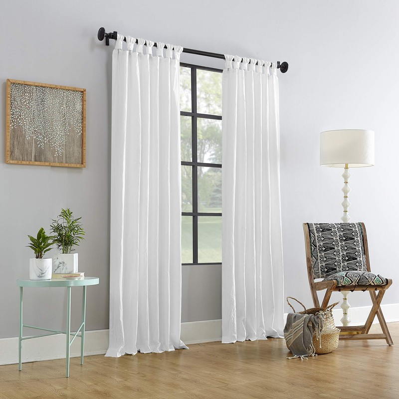 Archaeo Washed Cotton Twist Tab Curtain, 52" x 108", White