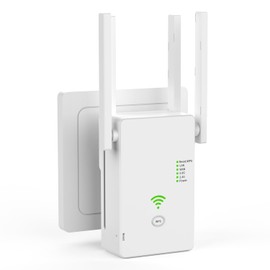 WLAN Amplifier, 1200 Mbit/s WLAN Repeater, 5G & 2.4G Dual Band Ultraxtender WiFi Amplifier with LAN Connection, WPS, Compatible with 99% Standard WiFi Routers, Covers up to 9200Sq.ft and 35 Devices