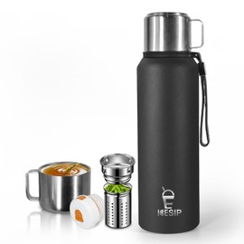 33oz Stainless Steel Vacuum Insulated Water Bottle with Handle & Lid,Thermo for Hot Drinks/Cold Drinks, Leakproof Travel Flask with Cup,for Camping, Office