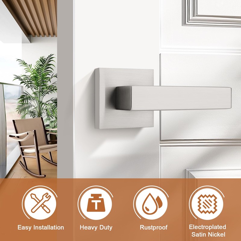 Probrico 1 Pack Dummy Door Handle for Closets French Doors,Satin