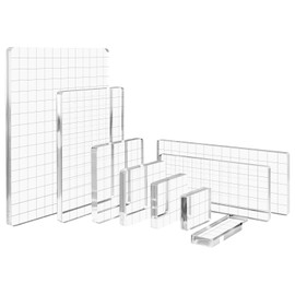 9 Pieces Acrylic Stamp Blocks Sets Clear Stamping Blocks Tools with Grid and Grip,Decorative Stamp Blocks for Kids Scrapbooking Crafts Making,DIY Crafts Ornaments,8mm Thickness Assorted Sizes