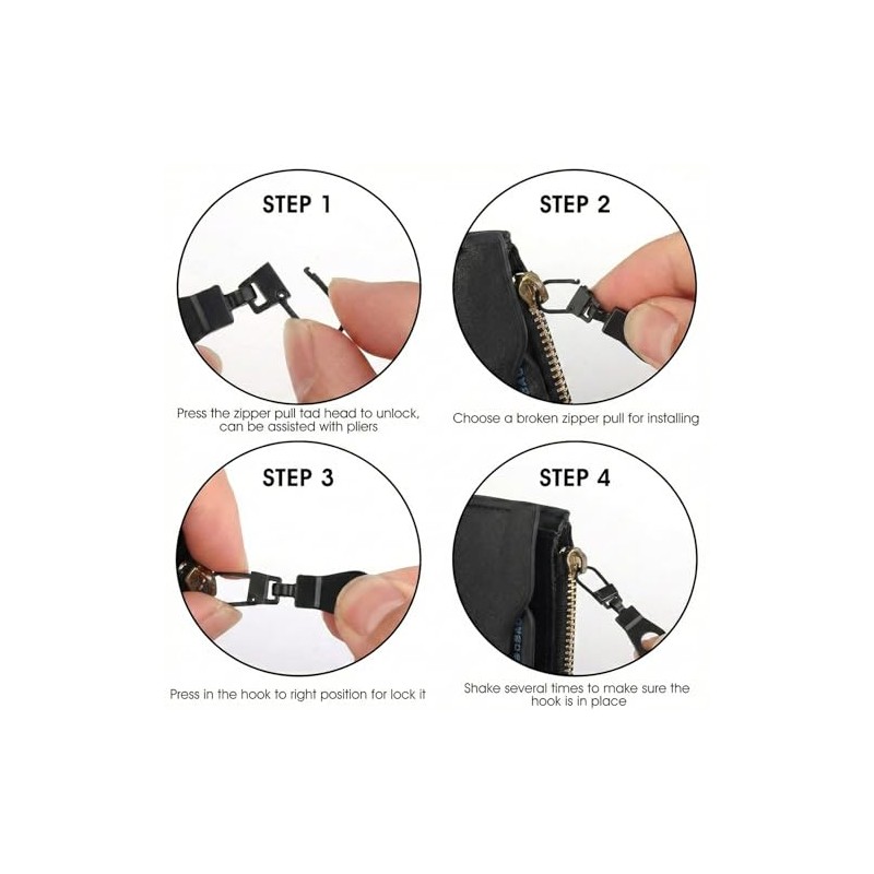 10PCS Adjustable Zipper Pull Replacement Set,Removable Zipper Pullers,Detachable Zippers Tabs