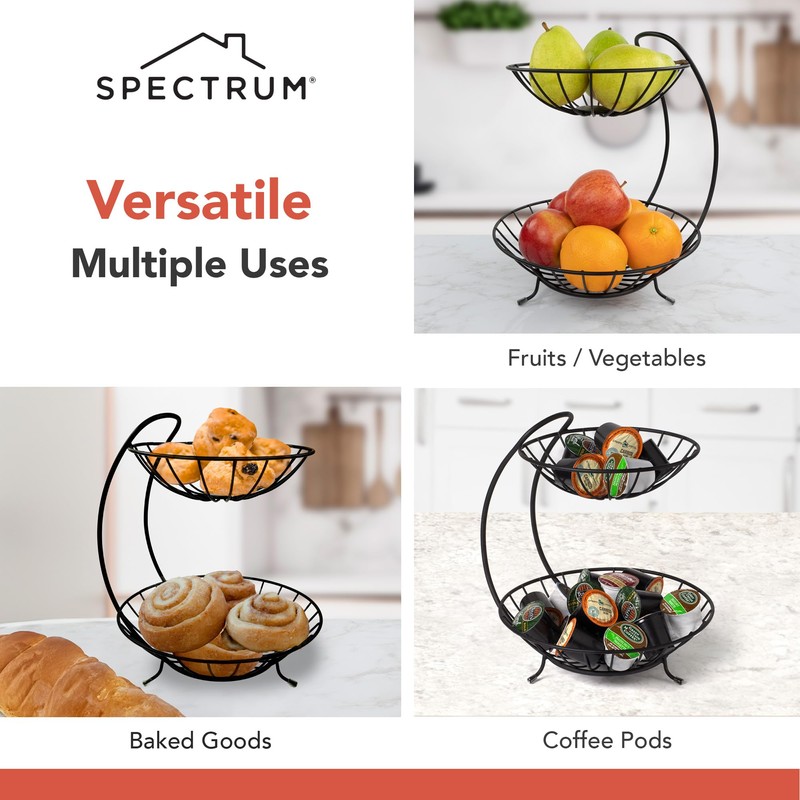 Spectrum Yumi 2 Tier Fruit Basket Server for Kitchen Counter