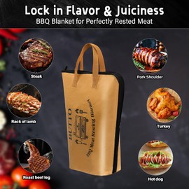 BUT TO Larger Capacity BBQ Blanket for Resting Meat - Wide Mouth BBQ Resting Blanket with Handle - Premium Insulated Aluminum Foil Meat Resting Bag for Longer Lasting Flavor and Juiciness - 21-Inch Size