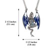 Blue Dragon Holding Faceted Crystal Medieval Renaissance Pendant Necklace