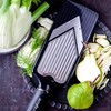 Microplane adjustable vegetable slicer with V-blade and julienne blade insert