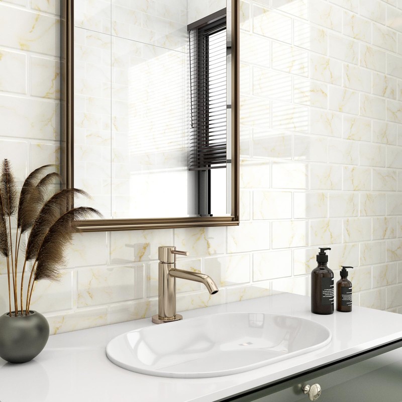 FunStick Marble Subway Tile Peel and Stick Backsplash for Kitchen