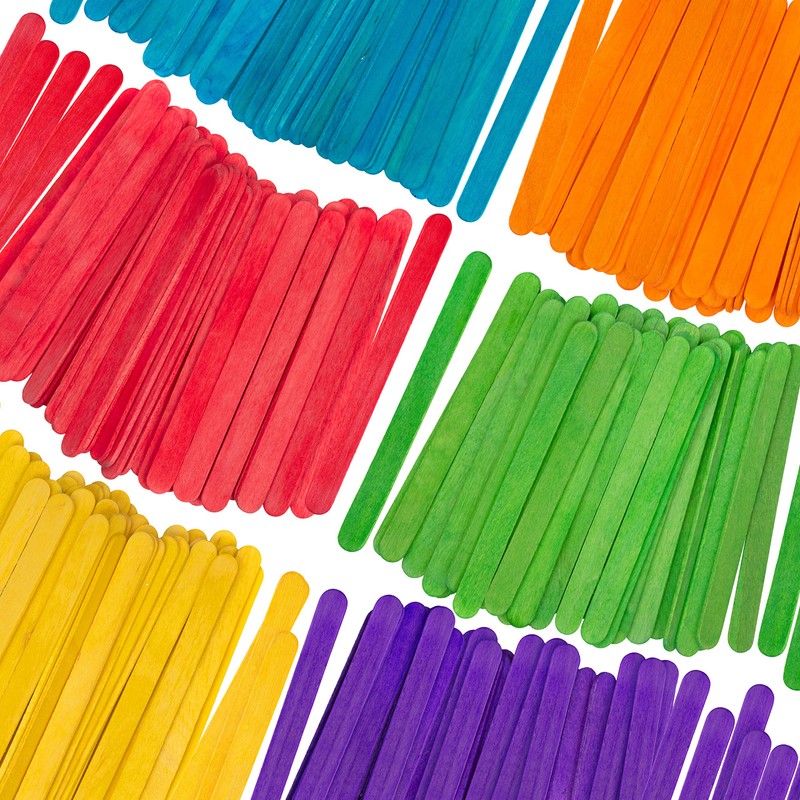 Coloured Lollipop Sticks 300 Wooden Birch Wood Craft Lolly Sticks