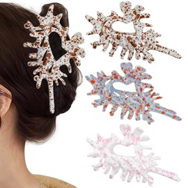 3 PACK Resin Conch Hair Claw Clips, Ripple Shell Claw Hair Styling Accessories, with Strong Hold Barrette Clips for Thick and Thin Hair