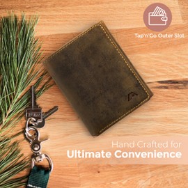 A-SLIM Reiya | Trifold RFID Wallet | Leather Card Holder & Wallet for Men | Raw Tan