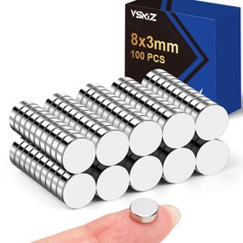 VSKIZ Small Magnets, 100 Pcs Magnets Fridge for Crafts, Strong Magnets for Whiteboard, 8x3mm Small Round Magnets Little Button Magnets Neodymium Office Magnets for Refrigerator, Home, Classroom