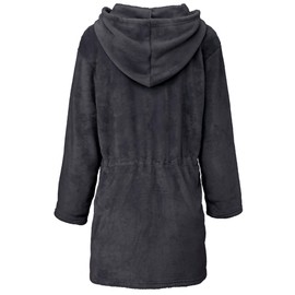 CelinaTex Women's Bathrobe Short or Long, XS-XL, Micro Flannel Dressing Gown with Hood, Sauna Gown with Zip (Famous) - Anthrazit Kurzer Schnitt, size: m