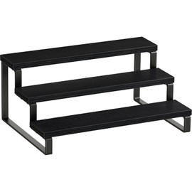 Giikin 3 Tier Spice Rack, Cabinet Organizer Shelf, Wooden Spice Rack for Countertop, Kitchen Counter Storage Shelves Cupcake Stand Holder Display Stand, Black