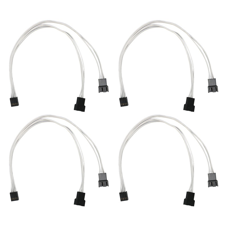 4pcs PWM Fan Extension Cable 4 Pin Silver Coated Copper