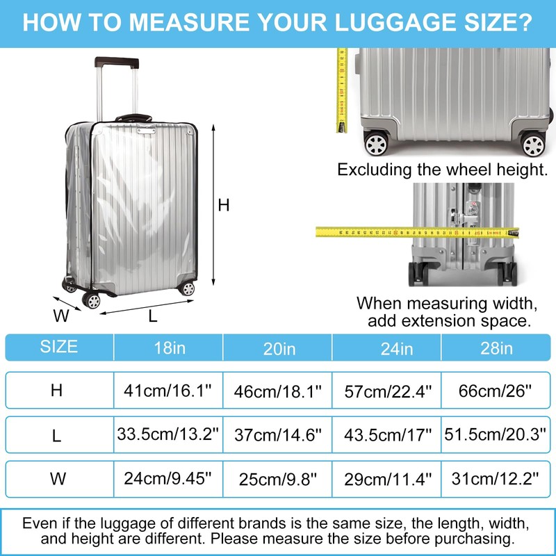 TOKSEO PVC Suitcase Cover Transparent Blue, blue, simple