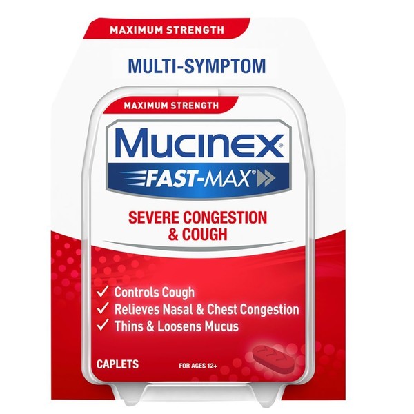 Mucinex Fast-Max Adult Severe Congestion and Cold Caplets, 20 Count (Pack of 3)