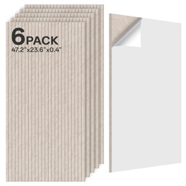 Keemute Acoustic 6 Pack Sound Absorbing Equidistant cutting Panels, 47.2” x 23.6” x 0.4” Self-Adhesive Noise Reduction Wall Panels for Office, Home Theater, Recording Studio(Camel)