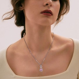 JIWOY Infinity Necklace Created Pink Tourmaline Pendant 925 Sterling Silver Jewelry for Women