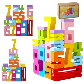 SUYUKU Wooden Number Building Blocks Wooden Number Blocks Toy for Children Educational Early Math & Number Recognition Toy 20 Pieces Stacking Toy Number Puzzle Blocks for Boys & Girls