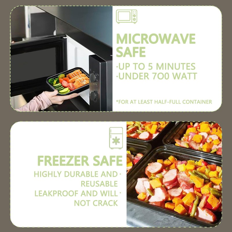 Hao Zhu Meal Prep Containers Reusable-Plastic Food Storage Trays with