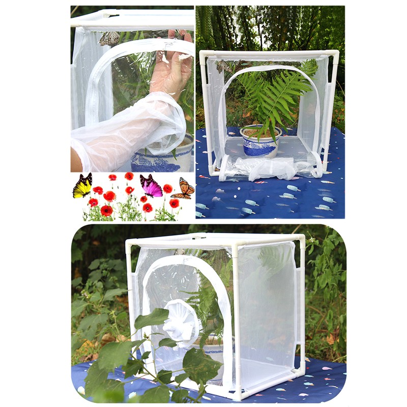 Insect Mesh Cage Greenhouse Outdoor Ventilated Butterflies Habitats Cage 40x30x40cm