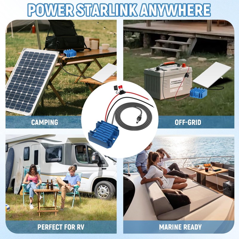 Starlink Mini 12V Adapter Power Cable, 12V/24V Starlink Mini Power