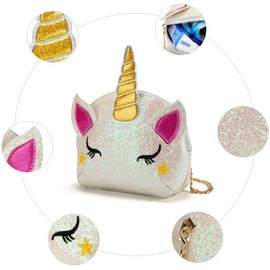Little Girls Glitter Sequin Crossbody Purses Small Unicorn Handbag Messenger Shoulder Bag Gifts for Toddlers