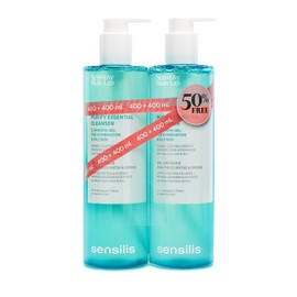 Sensilis - Purify Essential Cleanser, reinigendes und mattierendes Reinigungsgel, reguliert den Sebosspiegel, mit Hyaluronsäure und Zink, für Mischhaut und fettige Haut, 2 x 400 ml