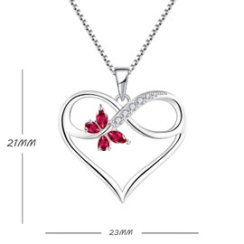 Starnny Butterfly Necklace 925 Silver Women's Heart Chain 3A Zirconia Necklace White Chain Gifts for Women, Sterling Silver White Gold, Cubic Zirconia