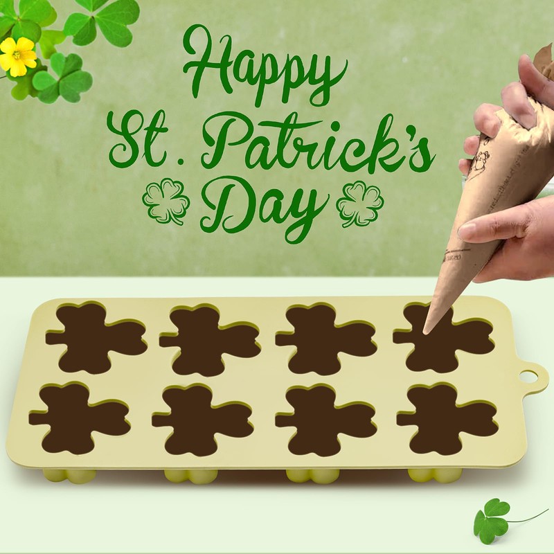 Dootafy Shamrock Chocolate Molds, 2 Pack Silicone Dessert Mold, St.