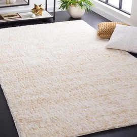 Safavieh Berber Shag Collection Area Rug - 8' x 10', Ivory & Beige, 1.2-inch Thick Ideal for High Traffic Areas in Living Room, Bedroom (BER563A)