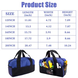 HDBHBH 16 Inch Heavy Duty Tool Bag – Durable Canvas Bag with Multi-Pocket Tool Pouch Design, High Bearing Wide Mouth Tool Backpack with Secure Zipper Closure, Technicians, Drills, Garden Tools (Blue)