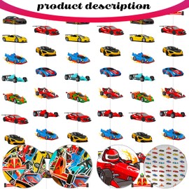 8pcs Racing Car Hanging Garlands Racing Party Decoration Race Car Room Wall Decor for Lets Go Racing Party Hanging Decoration Baby Shower Supplies