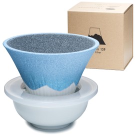 Ceramic Reusable Coffee Filter Dripper Paperless Sustinable Mt. Fuji Made in Japan (Blue)