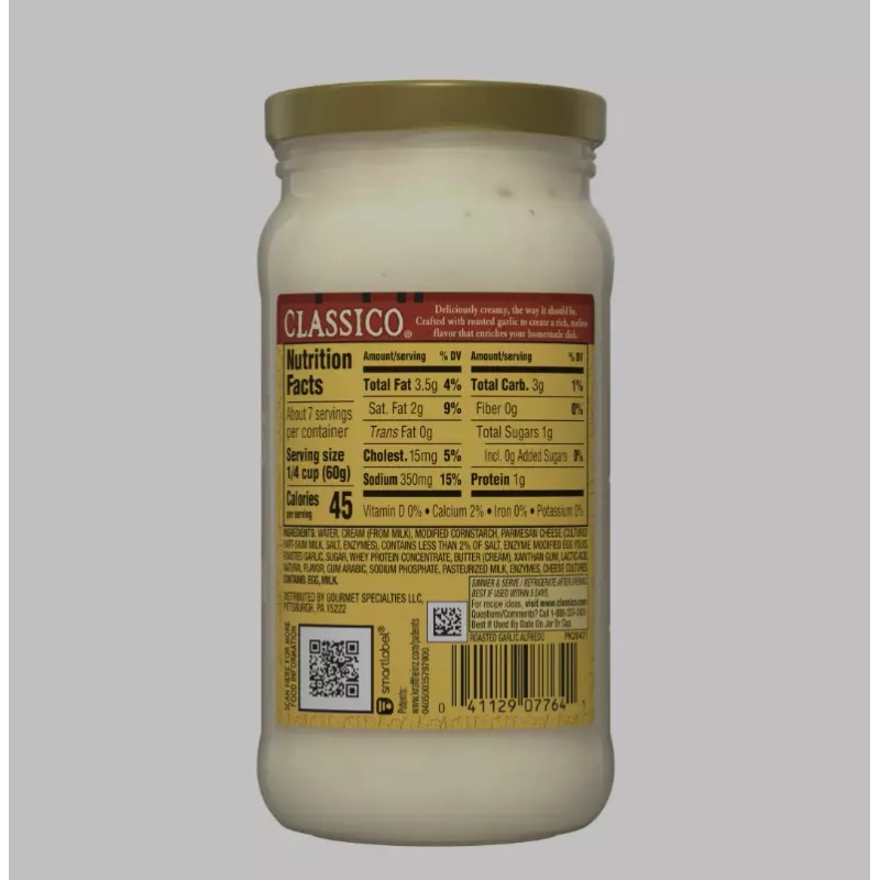 Classico Creamy Alfredo Spaghetti Pasta Sauce, 15 oz x 2