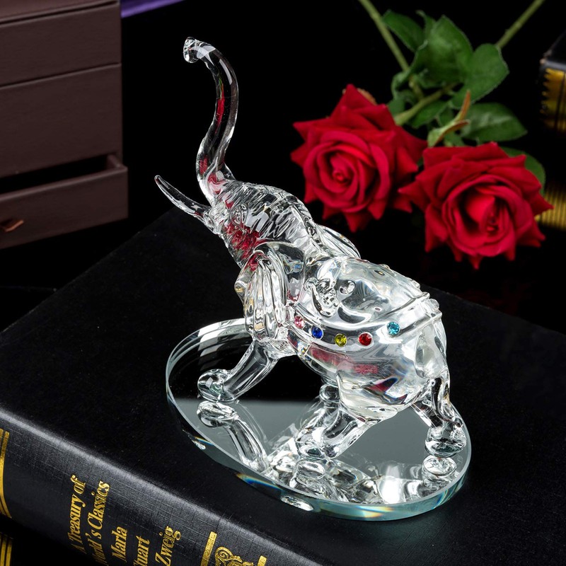 London Boutique Decorative Crystal Glass Animal Elephant Ornament Figurines Giftware