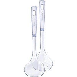 Leifheit Salad Servers, Made of High Quality Plastic, Salad Fork, Salad Spoon, 33 cm, Ideal for Tall Bowls, Dishwasher Safe, with Hooks to Prevent Cutlery from Slipping Into the Bowl