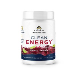 Ancient Nutrition Clean Energy Powder, Cherry Limeade, Supports Healthy Energy and Cognitive Health, Promotes Mental Alertness and Focus, 30 Servings
