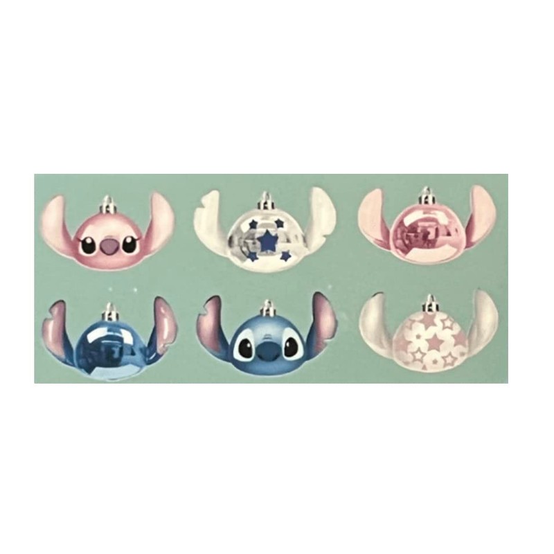 Primark Stitch and Angel 6 x Hanging Christmas Tree Decorations