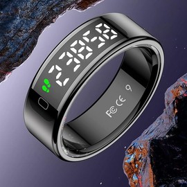 OBA R15 Smart Ring Smart-Ring mit Display, Ring Smart Fitness Tracker, wasserdicht 5 ATM kabelloses Laden iOS und Android Activity Tracker, Herzfrequenz, SpO2, Schlaf (XL 21,6 mm)