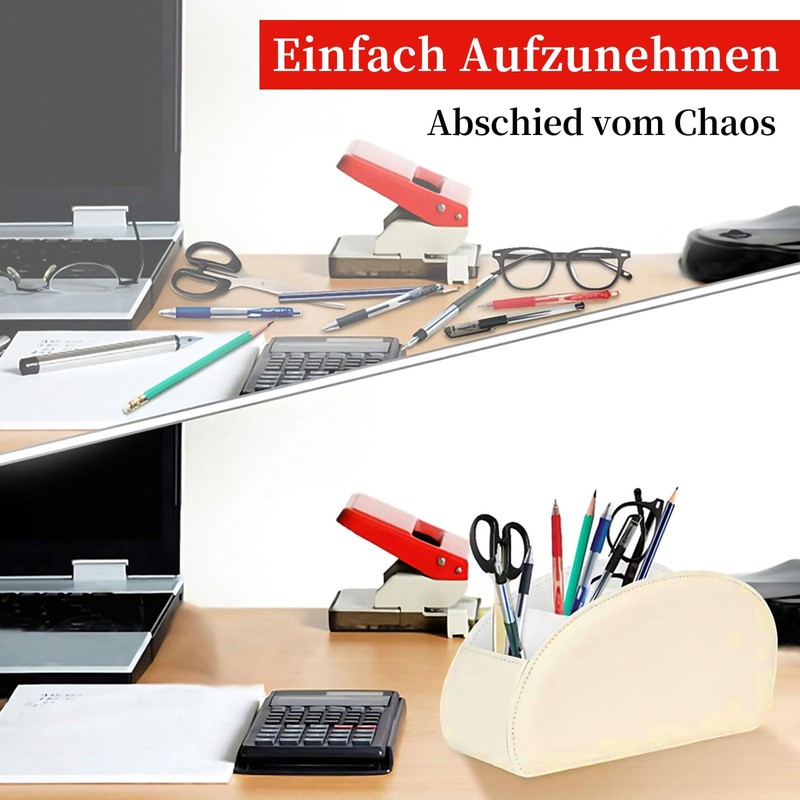 Remote Control Holder with 5 Pockets, PU Leather Desktop Organiser,