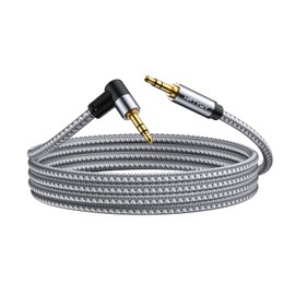 Hftywy Aux Cord 6.6ft 3.5mm Audio Cable Right Angle, Nylon Braided 90 Degree Aux Cable Audio Cable 3.5mm Male to Male Aux Cord for Car, Headphones, Speaker, Home Stereos (2M)