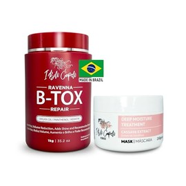 I Belli Capelli Ravenna B-tox Kit de reparación – Tratamiento para el cabello B-tox y máscara de aceite de argán 44 onzas líquidas – Sin formaldehído,